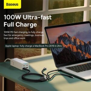 Baseus - Flash series Ⅱ - 2-in-1 charging cable U+C to M+L+C, 100W 1.2m, black (CASS030101)