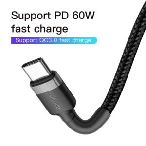 Baseus - Cafule - Type-C PD2.0 60W fast charging cable, 2m, gray + black (CATKLF-HG1)