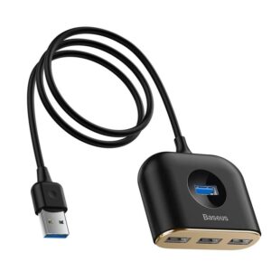 Baseus - 4-in-1 USB HUB Adapter, 1m, Schwarz (CAHUB-AY01)