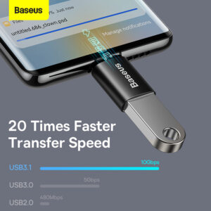 Baseus - Serie Ingenuity - Mini adattatore OTG da Tipo-C a USB-A 3.1, nero (ZJJQ000001)