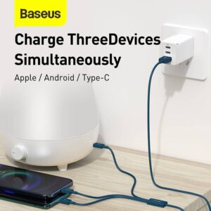 Baseus - Superior Serie - Câble de recharge rapide USB vers M+L+C, 3.5A 1.5m, bleu (CAMLTYS-03)