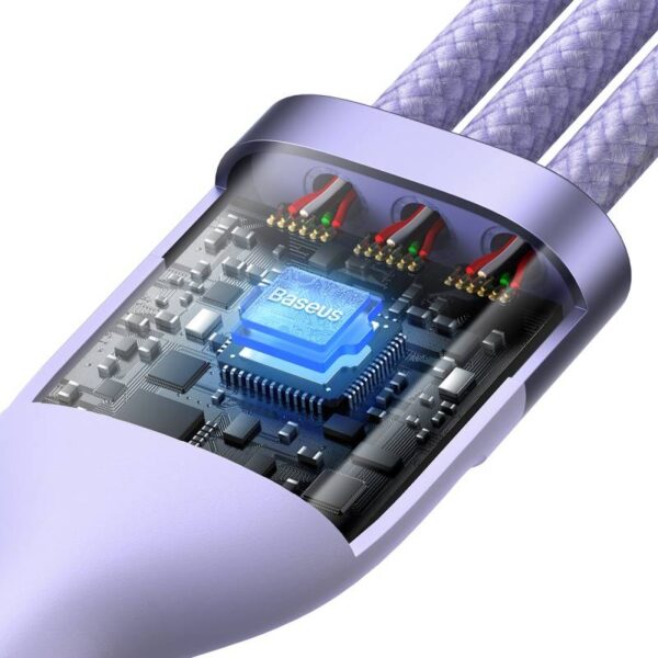 Baseus - Flash Series Ⅱ - 2-in-1 charging cable U+C to M+L+C, 100W 1.2m, Purple (CASS030105) - Image 7