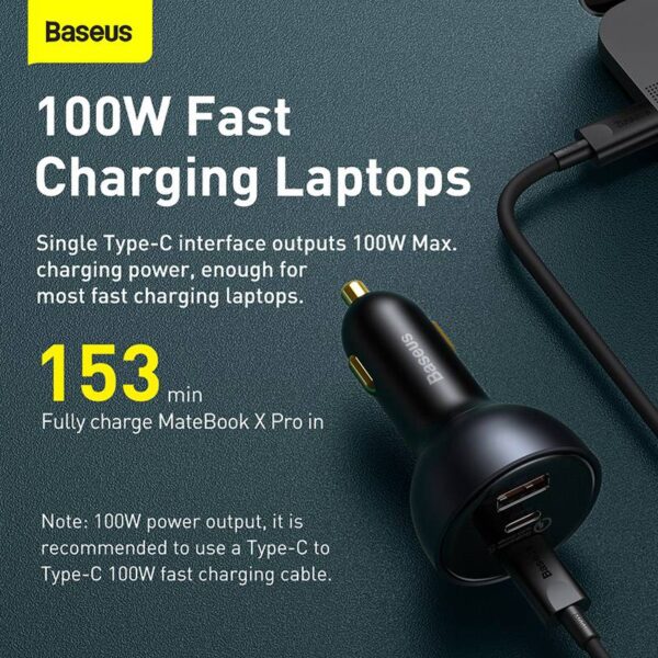 Baseus - Quick Charge - Chargeur rapide multi-ports pour voiture, 160W, Gris (TZCCZM-0G) – Image 5