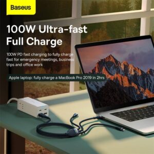 Baseus - Flash series Ⅱ - 2-in-1 charging cable U+C to M+L+C, 100W 1.2m, blue (CASS030103)