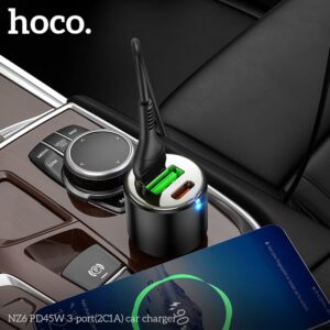 Hoco NZ6 PD 45W Chargeur de voiture à 3 ports (2x USB-C / 1x USB-A), noir