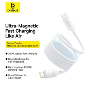 Baseus - PicoGo Series - Magnetic fast charging cable USB-C to USB-C, 240W 1m, moon white (P10376800211-00)