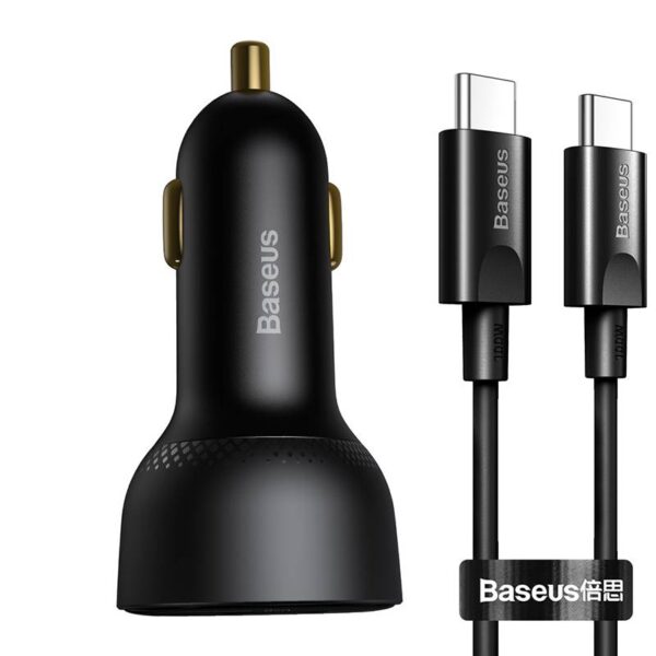 Baseus - Superme - Car Charger with Digital Display & Quick Charge Cable, Black (TZCCZX-01)