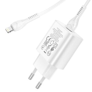 Hoco - PD25W Ladegerät Set mit Lightning-zu-Type-C Kabel, kompatibel mit iPhone, weiss