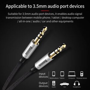 Baseus - Yiven - Audio cable (AUX to AUX), 1.5m, silver+black (CAM30-CS1)