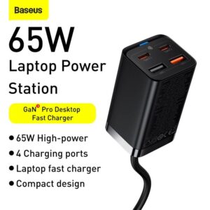 Baseus - GaN3 Pro - Desktop fast charger 2C+2U, 65W EU, Black (CCGP040101)