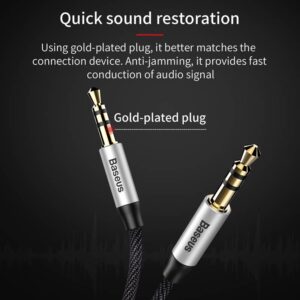 Baseus - Yiven - Audio cable (AUX to AUX), 1.5m, silver+black (CAM30-CS1)