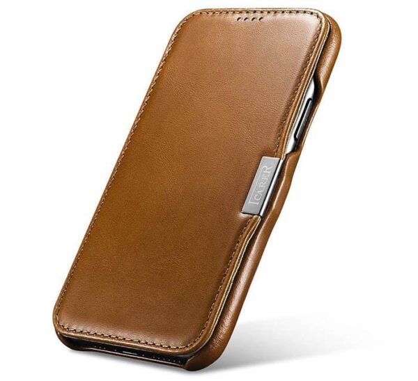 iPhone 11 Pro - iCarer Luxury Series (Side-open) Flip Case marron (RIX1107-GG) – Image 3