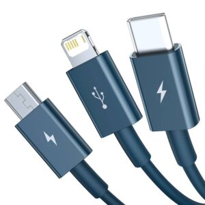 Baseus - Serie Superior - Cavo di ricarica rapida USB a M+L+C, 3,5A 1,5m, blu (CAMLTYS-03)