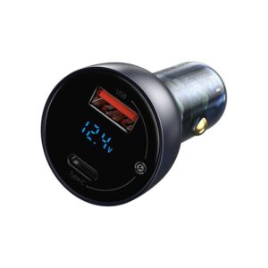 Baseus - Particular - Car charger with digital display, 65W, dark gray (CCKX-C0G)