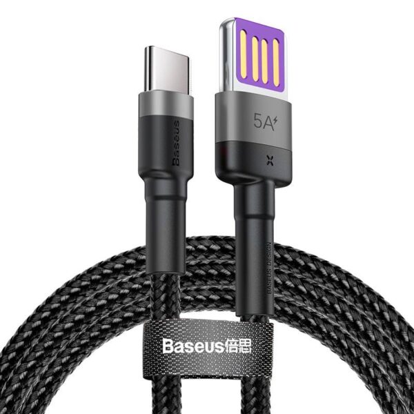 Baseus - Cafule HW - Cavo di ricarica rapida USB Tipo-C, 40W 1m, grigio-nero (CATKLF-PG1)