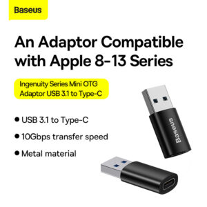 Baseus - Série Ingenuity - Mini adaptateur OTG USB 3.1 vers type-C, noir (ZJJQ000101)