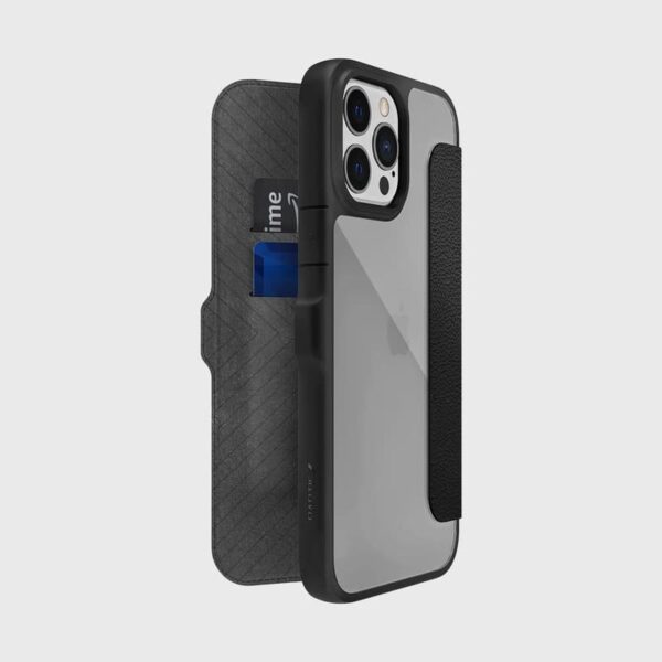 iPhone 14 - Raptic/X-Doria Urban Folio - Custodia Flip per esterni, nero - immagine 3