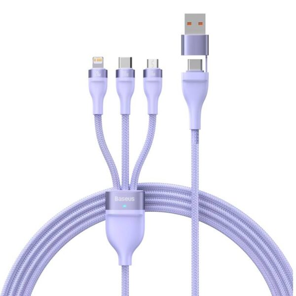 Baseus - Flash Series Ⅱ - 2-in-1 charging cable U+C to M+L+C, 100W 1.2m, Purple (CASS030105)