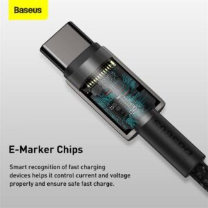 Baseus - Tungsten Gold - Schnellladekabel Type-C auf Type-C, 100W 1m, Schwarz (CATWJ-01)