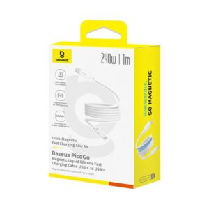 Baseus - Serie PicoGo - Cavo magnetico di ricarica rapida USB-C a USB-C, 240W 1m, bianco luna (P10376800211-00)