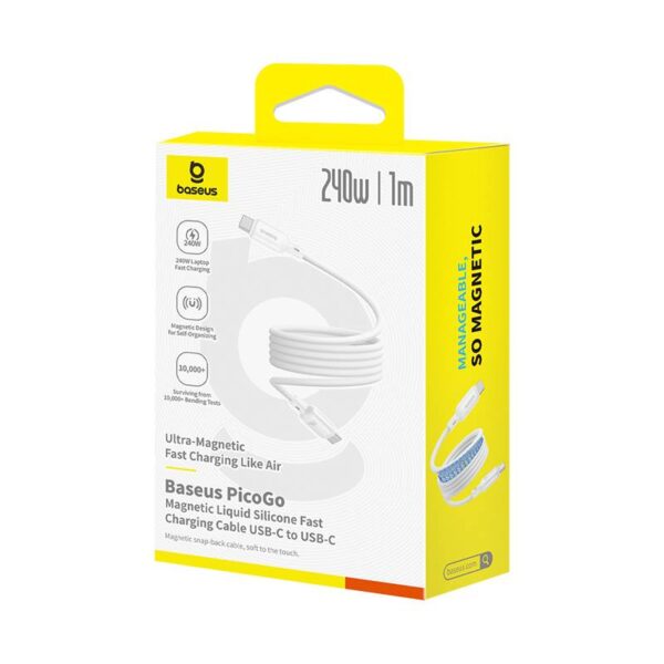 Baseus - Serie PicoGo - Cavo magnetico di ricarica rapida USB-C a USB-C, 240W 1m, bianco luna (P10376800211-00) - immagine 2