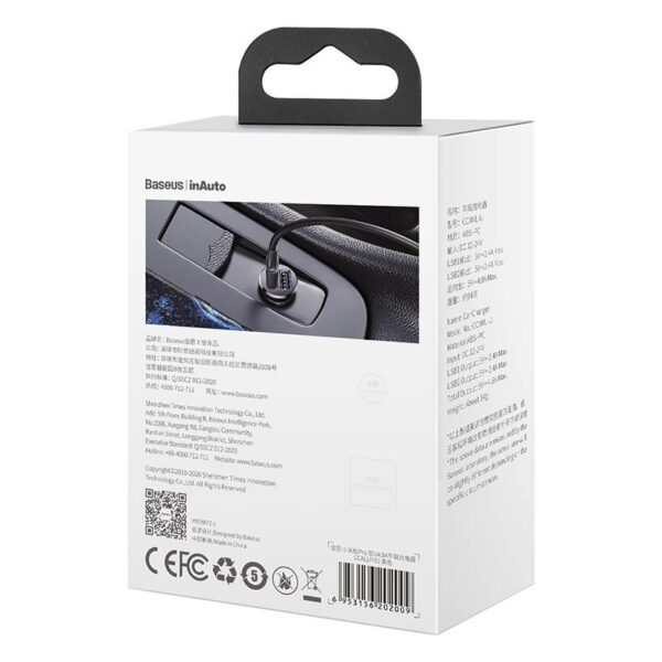 Baseus - Grain Pro - Caricabatterie da auto (doppio USB 4,8A), nero (CCALLP-01) - immagine 3