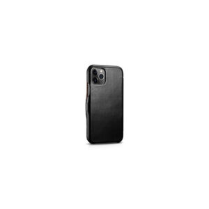 iPhone 11 Pro - Custodia flip in vera pelle iCarer Luxury Series (Side-open), nero