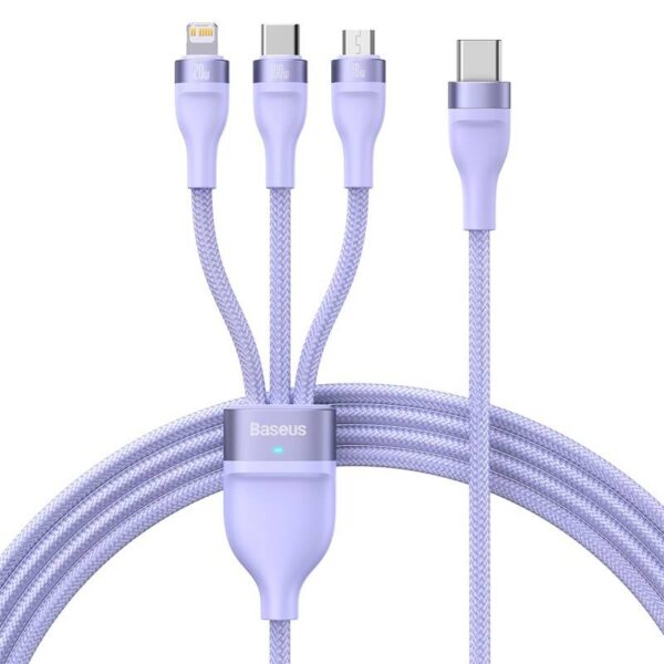 Baseus Flash series Ⅱ 3-in-1 fast charging cable type-C to M+L+C 100W 1.5m purple (CASS030205)