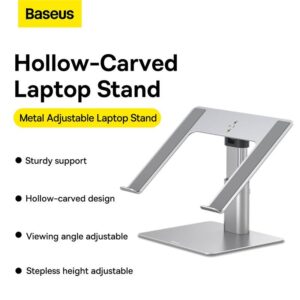 Baseus - Supporto regolabile per laptop in metallo, argento (LUJS000012)