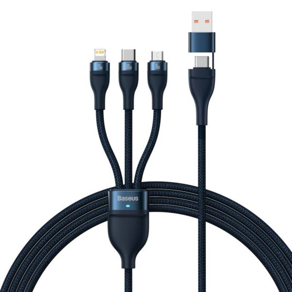 Baseus - Flash series Ⅱ - 2-in-1 charging cable U+C to M+L+C, 100W 1.2m, blue (CASS030103)