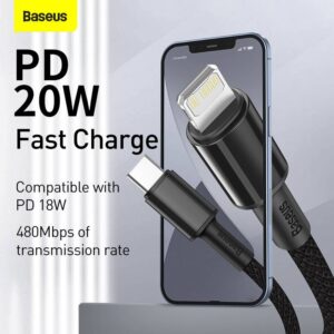 Baseus - Câble de recharge rapide haute densité Type-C vers iP PD, 20W 2m, noir (CATLGD-A01)