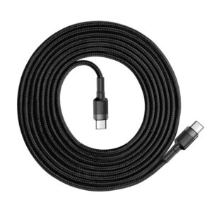 Baseus - Cafule - Cavo di ricarica rapida Type-C PD2.0 60W, 2 m, grigio + nero (CATKLF-HG1)