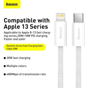 Baseus - Dynamic Serie - Câble de charge rapide Type-C vers iP, 20W 1m, Blanc (CALD000002)