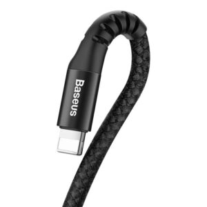 Baseus - Fish Eye Spring Datenkabel USB für iP, 2A 1m, Schwarz (CALSR-01)