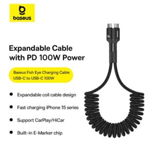 Baseus - Fish-Eye series - Fast charging cable USB-C to USB-C, 100W 1m, black (P10320203111-00)