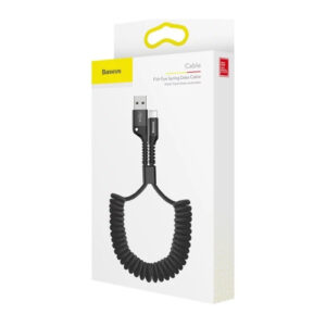 Baseus - Fish Eye Spring Datenkabel USB für iP, 2A 1m, Schwarz (CALSR-01)