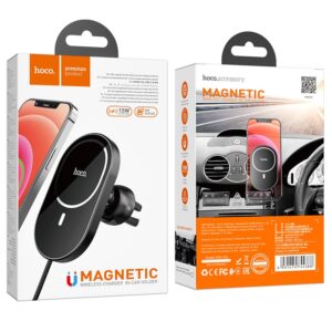 Hoco CA90 Powerful Magnetic Wireless Car Charging Cradle, Black