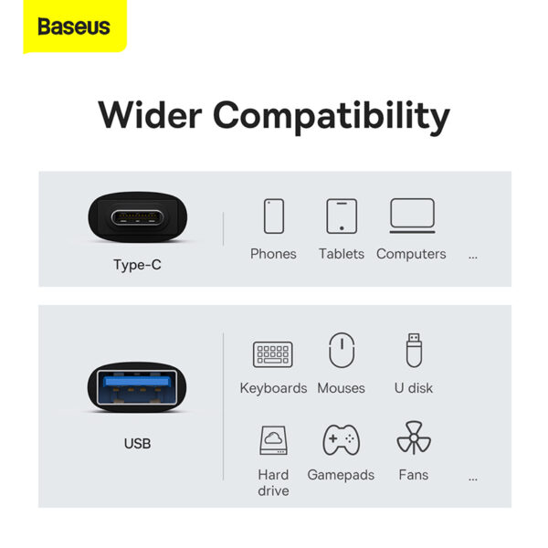 Baseus - Serie Ingenuity - Mini adattatore OTG da Tipo-C a USB-A 3.1, nero (ZJJQ000001) - immagine 7