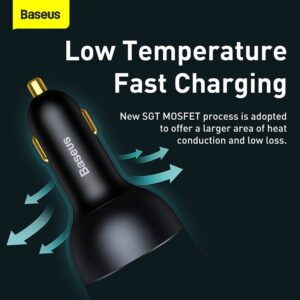 Baseus - Quick Charge - Multi-port fast charger for car, 160W, gray (TZCCZM-0G)