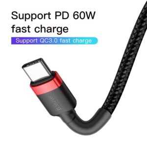 Baseus - Cafule - Type-C PD2.0 60W fast charging cable, 1m, red + black (CATKLF-G91)