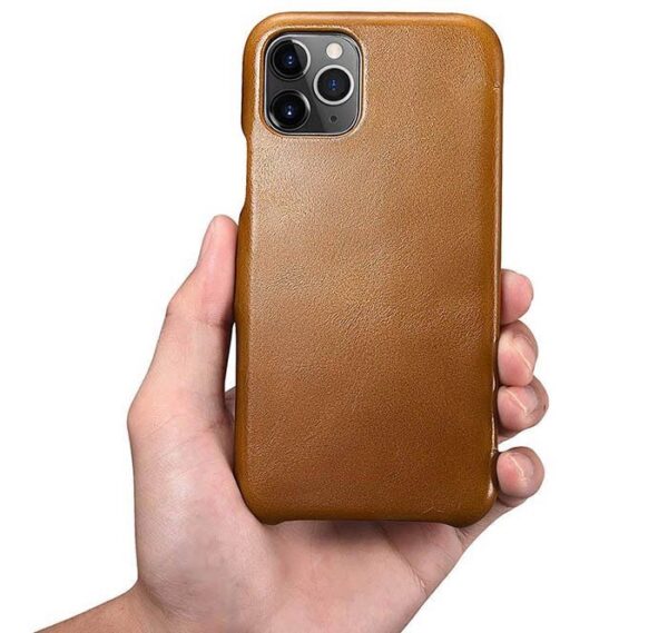 iPhone 11 Pro - iCarer Luxury Series (Side-open) Flip Case braun (RIX1107-GG) – Bild 2