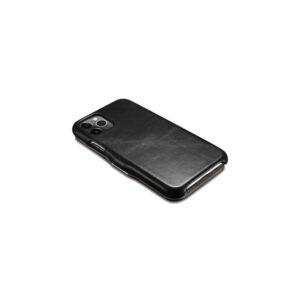 iPhone 11 Pro - Custodia flip in vera pelle iCarer Luxury Series (Side-open), nero