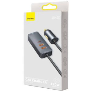 Baseus - Share Together PPS - Chargeur rapide multi-ports pour voiture, 120W 2U+2C, gris (CCBT-A0G)