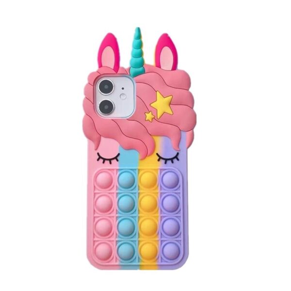 iPhone 13 Pro - Einhorn / Unicorn Pop-It Hülle, Silikon Backcase in Violett, Gelb, Pink