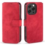 iPhone 12 Pro Max - DG.MING Vintage Flip Case with 3 card slots and magnetic closure, leather look, protective case, red