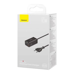 Baseus - GaN3 Pro - Chargeur rapide de bureau 2C+2U, 65W EU, noir (CCGP040101)