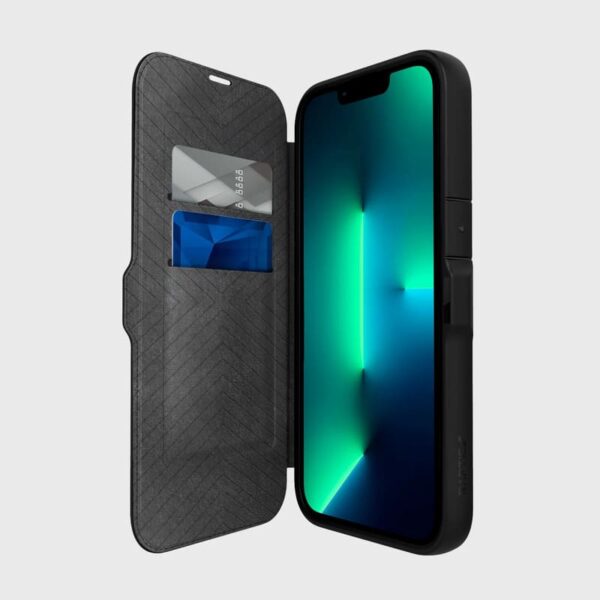 iPhone 14 Pro - Raptic/X-Doria Urban Folio - Outdoor Flip Case, Schwarz