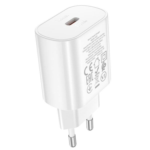 Hoco PD25W Charger (N22) - Prise de charge Hoco, chargeur rapide en plastique, blanc