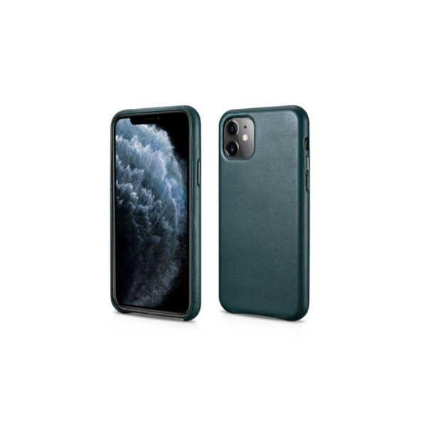 iPhone 11 Pro - iCarer étui arrière en cuir véritable vert olive (RIX1120-GN) – Image 2