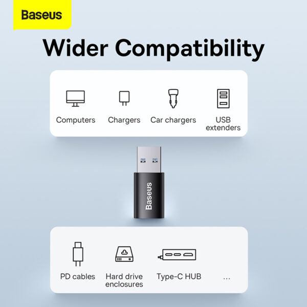 Baseus - Serie Ingenuity - Mini adattatore OTG da USB 3.1 a Tipo-C, nero (ZJJQ000101) - immagine 7